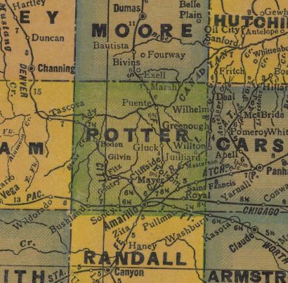 TX Potter County 1940s Map