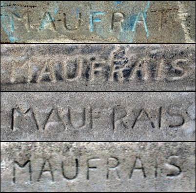 Maufrais stamps on Austin Texas sidewalk