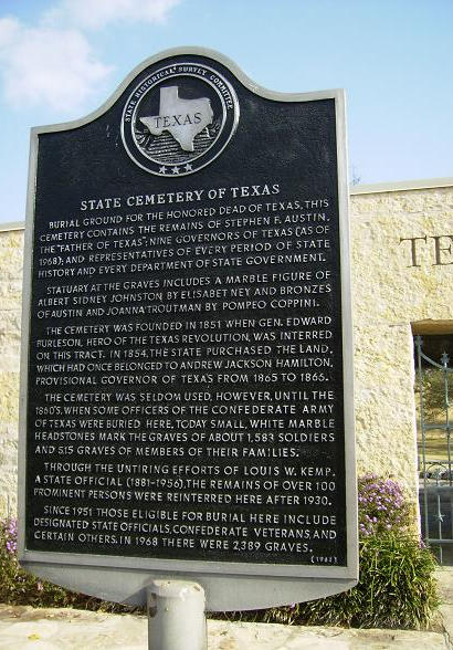 Austin - Texas State Cemetery historical marker