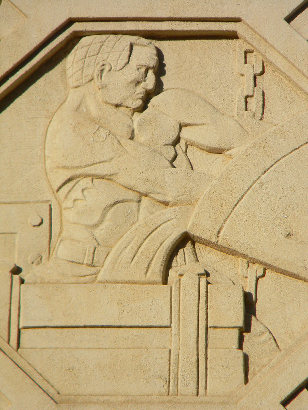 Beaumont Bank Building relief of concret pourer