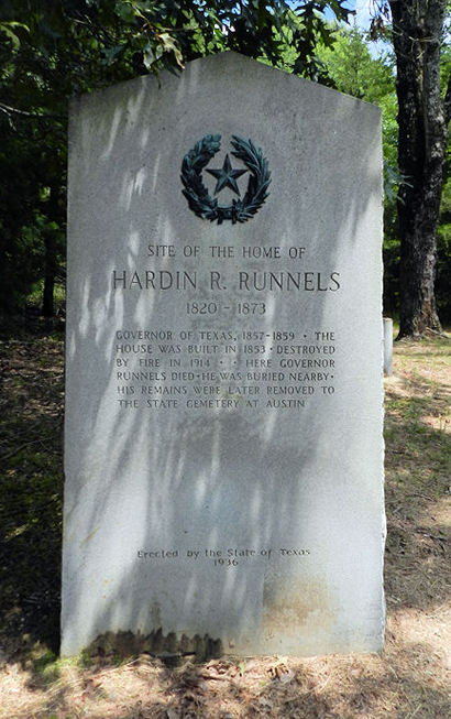 Site of Home of Harkin R. Runnels Texas Centennial marker