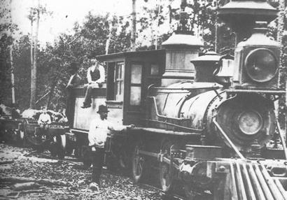 Angelina and Neches River Railroad locomotive on track near Nacalina Texas