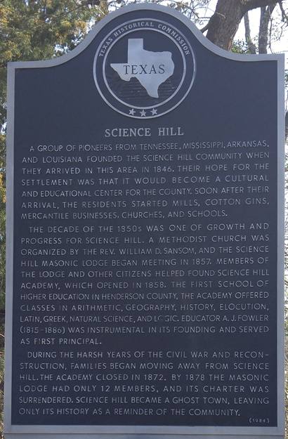 TX - Science Hill historical marker