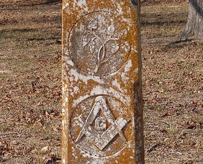 Science Hill TX - Patterson Cemetery, John Jackson tombstone masonic sign