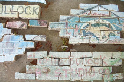 Charlie Bullock's reassembled brick mural remnants   