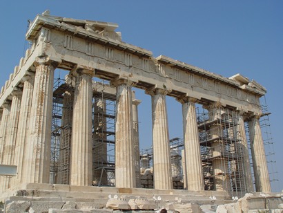 Parthenon with scaffolds,  Athens, Greece