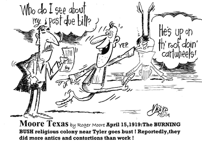 April 15, 1919 Burning Bush, Texas history cartoon