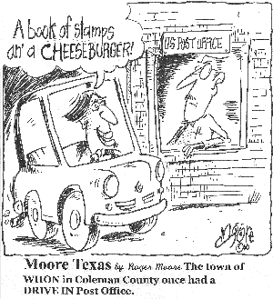 Drive-In Post Office, Texas History Cartoon