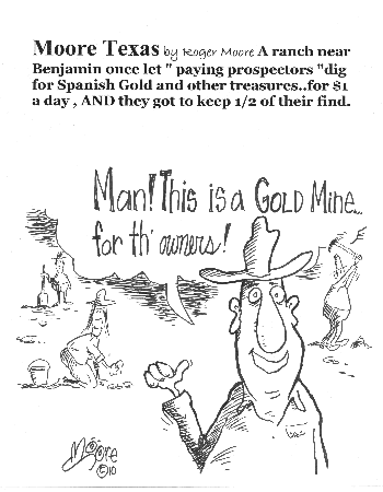 Digging for Spanish Gold, Roger T Moore Texas History  Cartoon