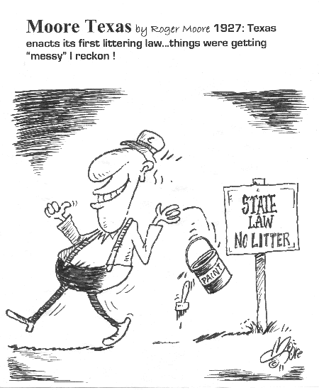 No Littering, Texas history cartoon