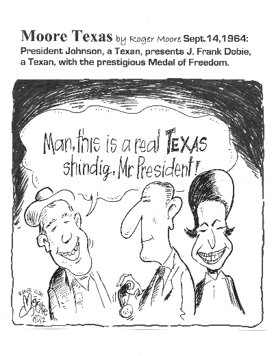 Texas history cartoon - J. Frank Dobie.