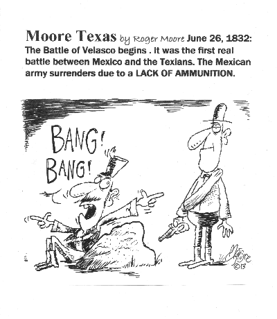 June 26, 1832 Battle of Velasco; Texas history cartoon