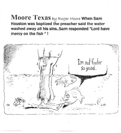 Sam Houston baptized; Texas history cartoon