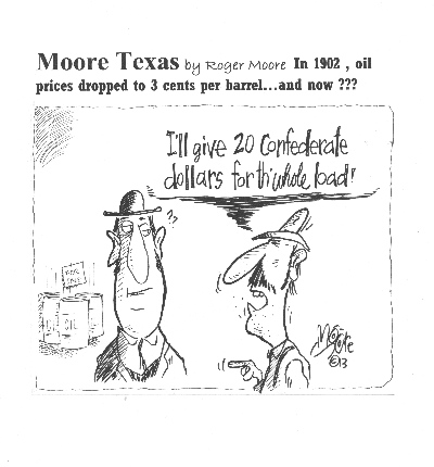 1902 oil prices dropped, Texas history cartoon