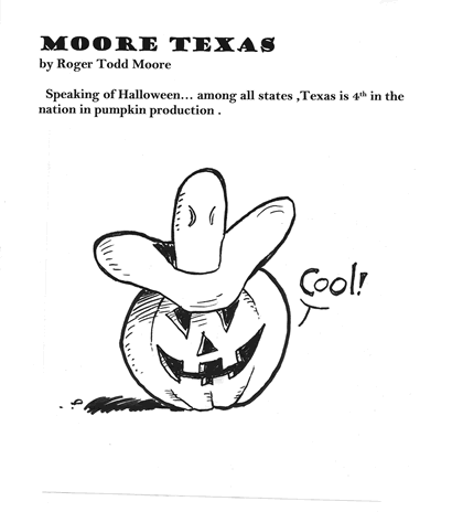 Halloween - Texas Pumpkin; Texas history cartoon