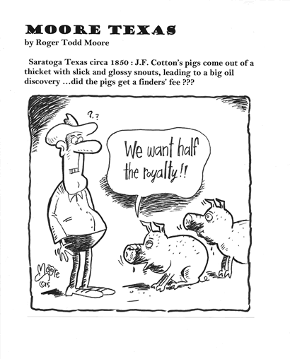 Pigs discovered oil: Texas history cartoon