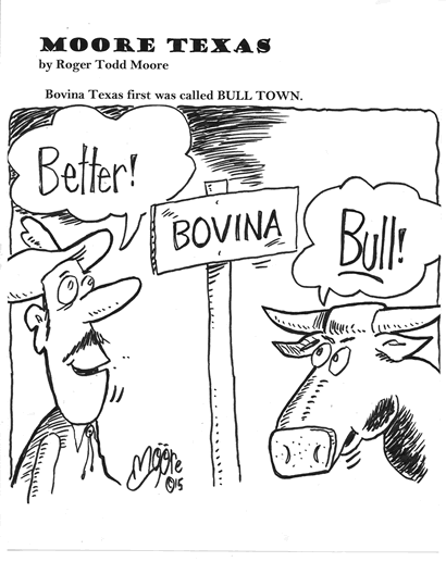 Bovina, Texas - Bull Town; Texas history cartoon