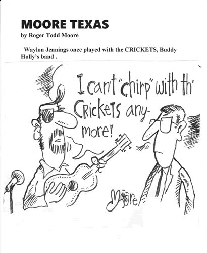 Waylon Jennings & Crickets; Texas history cartoon