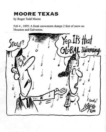 Galveston snowstorm; Texas history cartoon