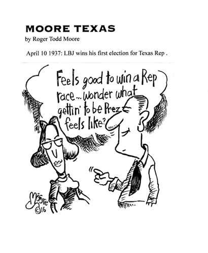 LBJ wins first election; Texas  history cartoon