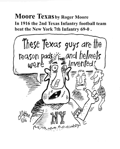 Texas infantry football team; Texas history cartoon