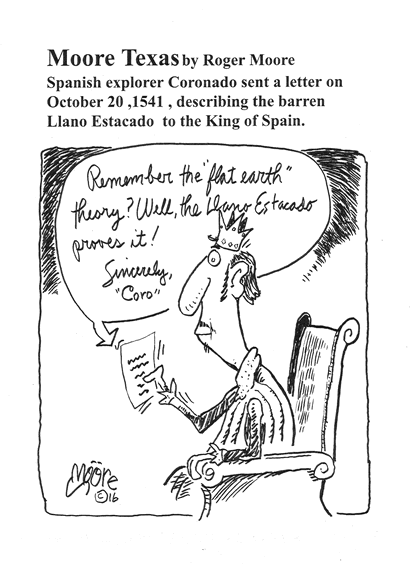 Explorer Coronado on Llano Estacado; Texas history cartoon