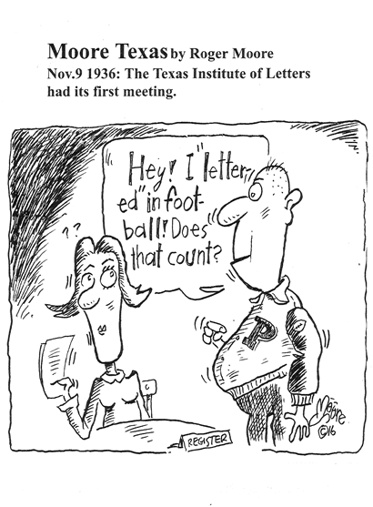 Texas Institute of Letters; Texas history cartoon