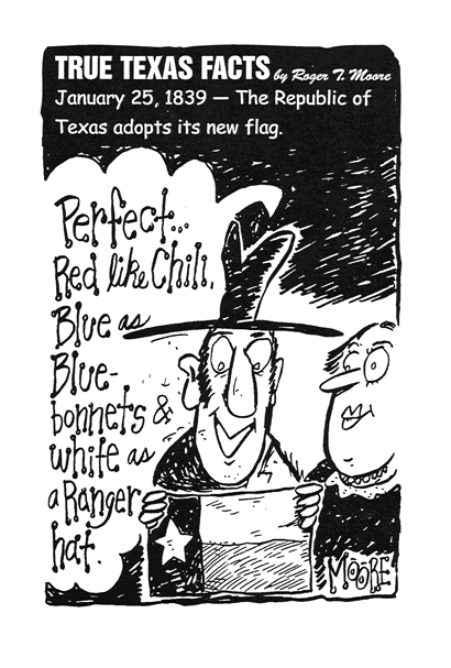 Republic of Texas flag; Texas history cartoon