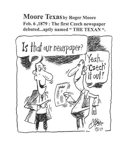 First Czech newspaper The Texan; Texas history cartoon
