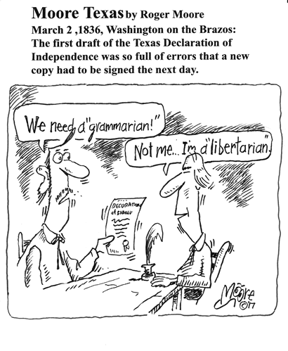 March 2, 1836: Texas Declaration of Independence first draft; Texas history cartoon