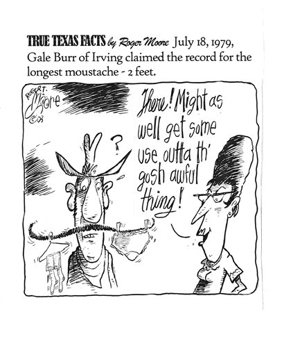 Longest Moustache; Texas history Cartoon