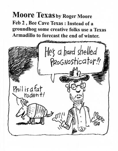 Fwb 2, Bee Cave Texas, armadillo forecast; Texas history  cartoons