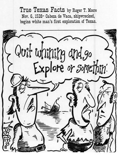Cabeza de Vaca,; Texas history cartoon
