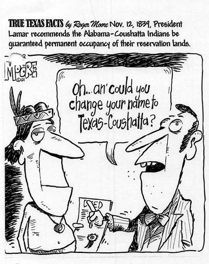 Alabama-Coushatta Indians; Texas history cartoon