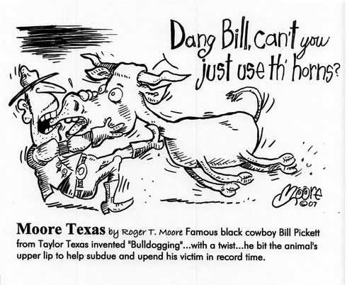 Bill Pickett Bulldogging Texas history cartoon
