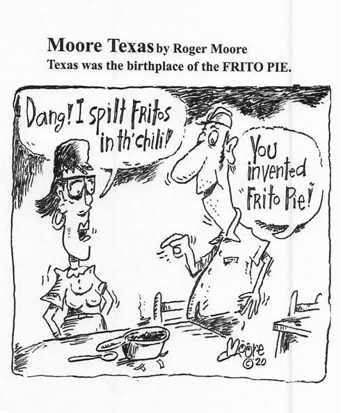 Texas birthplace of Frito Pie Texas history cartoon