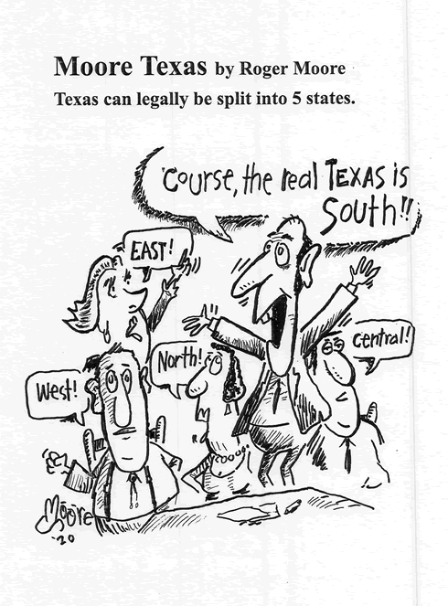 Texas can be divided into 5 states; Texas history cartoon