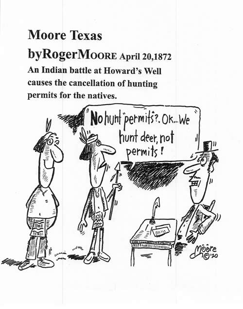 Cancelling Hunting permits for natives ; Texas history cartoon