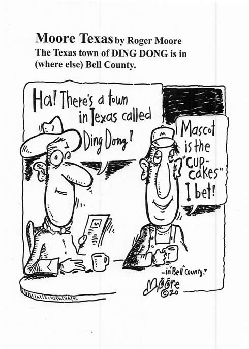 Ding Dong in Bell County ; Texas history cartoon