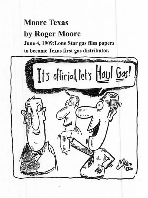 Lone Star Texas first gas distributor; Texas history cartoon