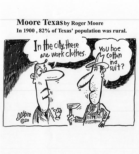 1900 Texas rural population; Texas history cartoon