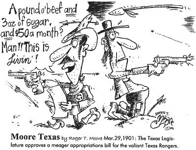 Appropriations for the Texas Rangers, Texas history cartoon