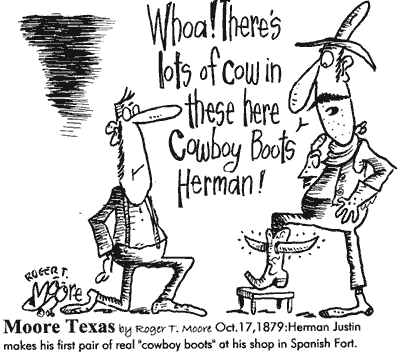 First cowboy boots, Texas cartoon