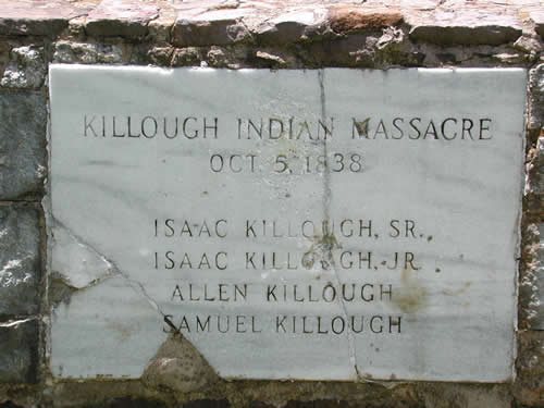 Killough Indian Massacre, October 5, 1838 , marker close up