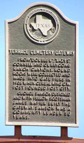 Terrace Cemetery Gateway Historical Marker