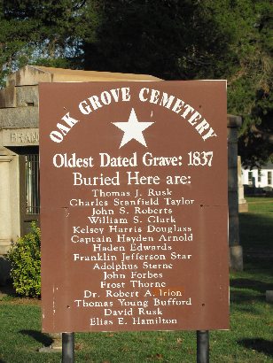 Nacogdoches TX - Oak Grove Cemetery Buried list