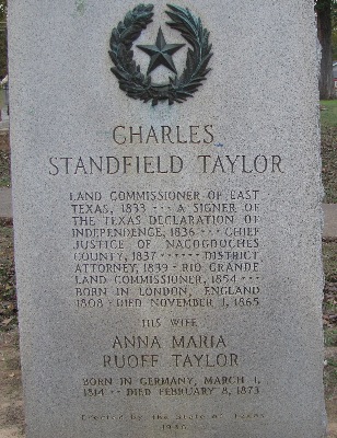 Charles Standfield Taylor Centennial Marker - Oak Grove Cemetery , Nacogdoches TX 
