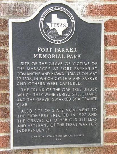 TX - Fort Parker Memorial Cemetery Marker