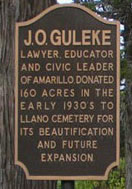 Amarillo TX - Llano Cemetery, J. O. Guleke Plaque