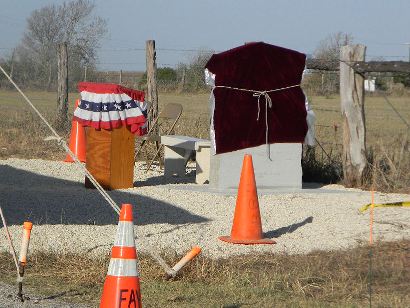Fayette County TX - Burnam's Ferry Centennial Marker veiled
